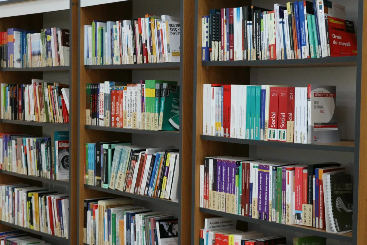 Shelves of classified books in the library